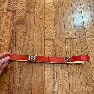 Garuglieri Leather Belt with Floral Buckle